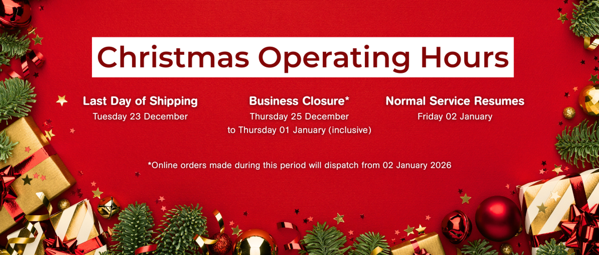 Christmas Opening Hours