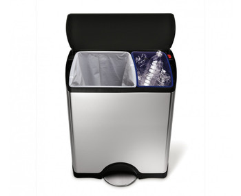 simplehuman Rectangular Recycler Pedal Bin With Plastic Lid 46 Litre (30/16), Brushed Steel simplehuman Rectangular Recycler Pedal Bin With Plastic Lid 46 Litre (30/16), Brushed Steel
