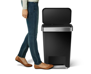 simplehuman Rectangular Plastic Pedal Bin With Liner Pocket 45 Litre, Black simplehuman Rectangular Plastic Pedal Bin With Liner Pocket 45 Litre, Black