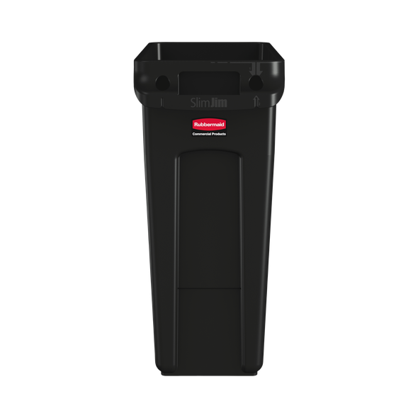 1955959 - Rubbermaid Slim Jim with Venting Channels - 60 Ltr - Black