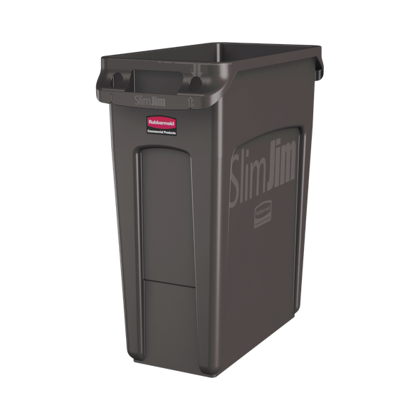 Rubbermaid Slim Jim with Venting Channels - 60 Ltr - Brown - 1956181