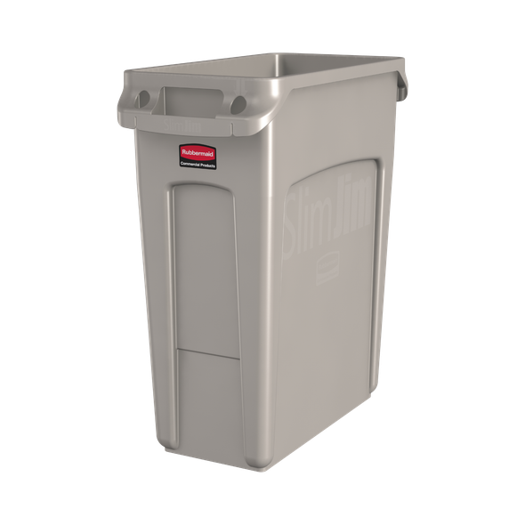 Rubbermaid Slim Jim with Venting Channels - 60 Ltr - Beige - 1971259