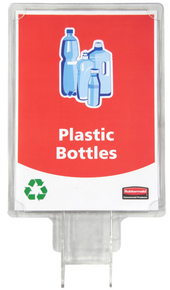 1898335 - A transparent polycarbonate A4 sign holder that is displaying a plastic bottles recycling poster