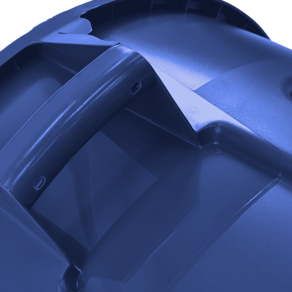 Close-Up of Blue Rubbermaid BRUTE Handles