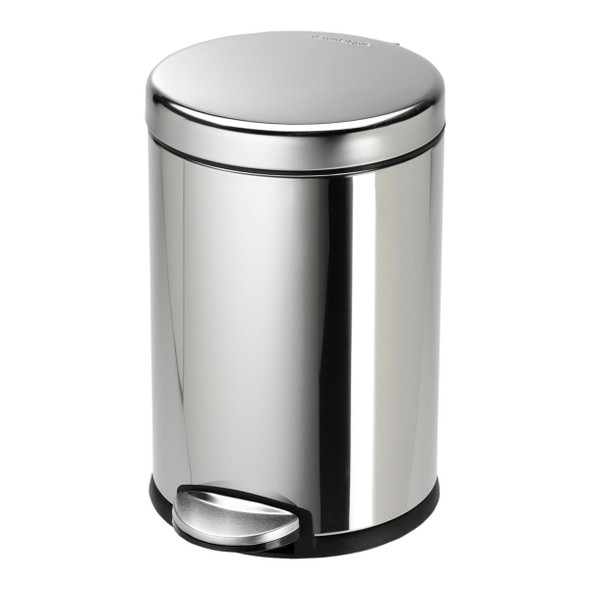 CW1851CB - simplehuman Round Pedal Bin - 4.5 Ltr - Polished Steel
