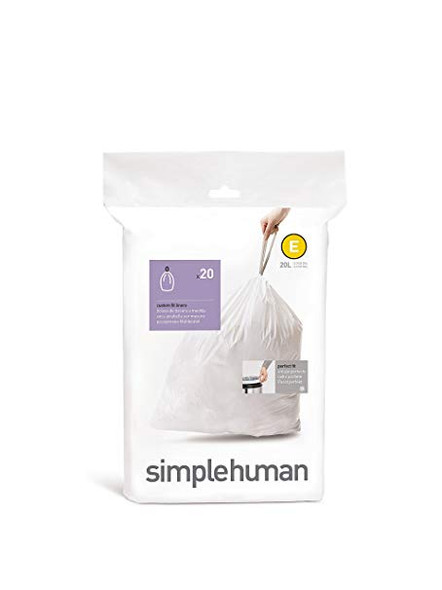 simplehuman Custom Fit Bin Liner Code E, Pack Of 20 - CW0164