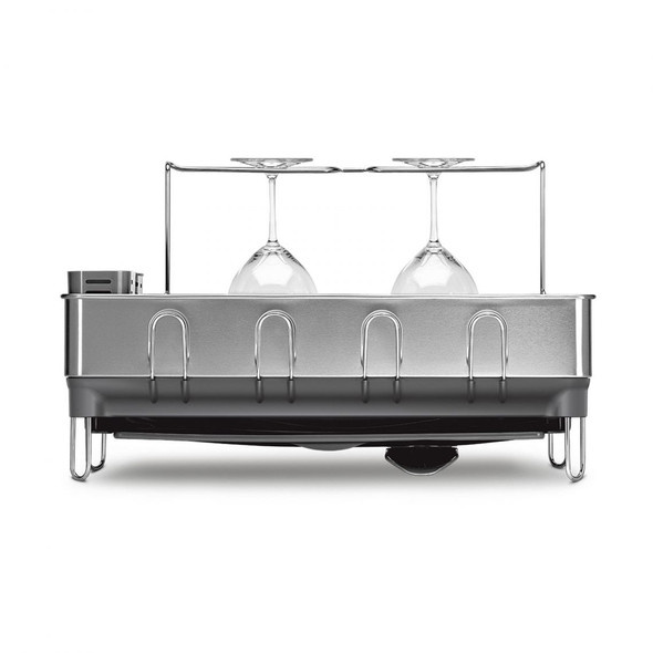 simplehuman Steel Frame Dishrack Brushed Steel/Grey Plastic - KT1181