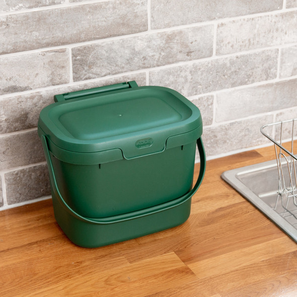 518250 - Addis Kitchen Caddy - 4.5 Ltr - Green - Compact design enables caddy to be stored on small worktops or in tight spaces