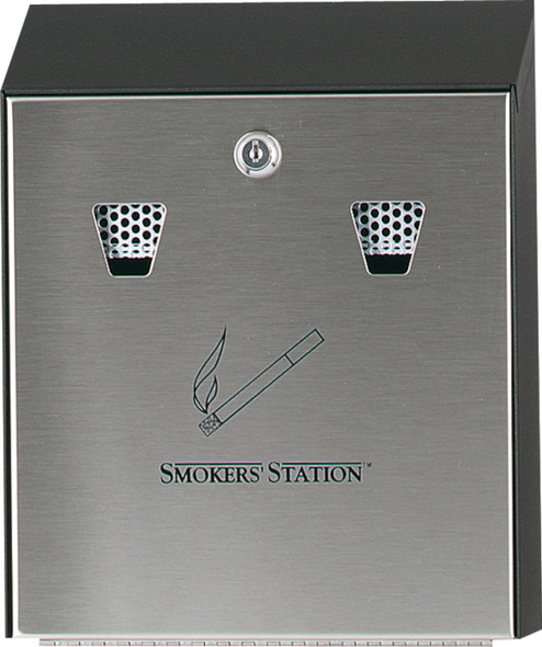 Rubbermaid Lockable Wall-Mount Smokers' Station - Black - FGR1012EBK