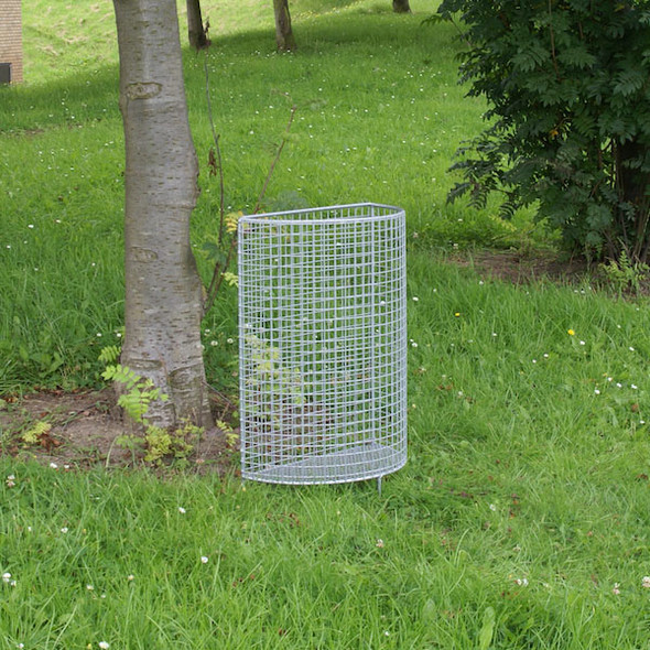 Wybone Hr20 Half Round Open Top Litter Bin Basket Galvanised - HR20G