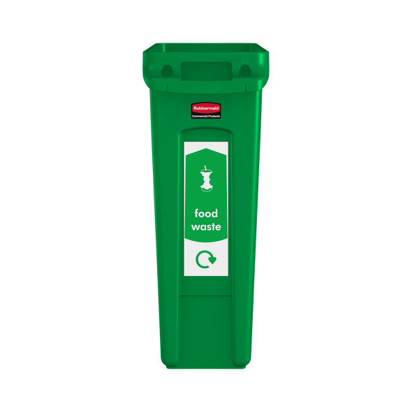 PC115FW - Slim Food Waste Sticker attached to Front of Green Slim Jim
