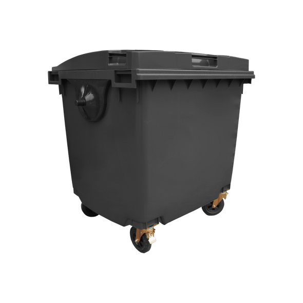 Black Wheelie Bin - 1100 Litre - Offset View Right