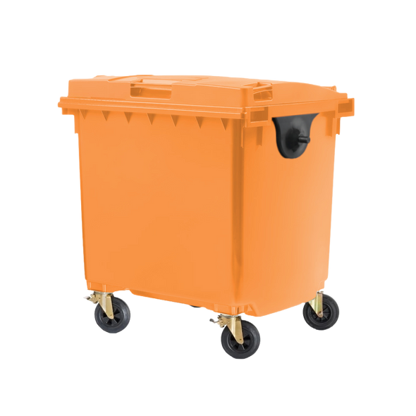 Orange Wheelie Bin - 1100 Litre