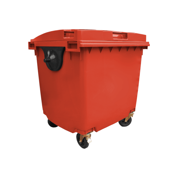 Red Wheelie Bin - 1100 Litre - Offset View Right