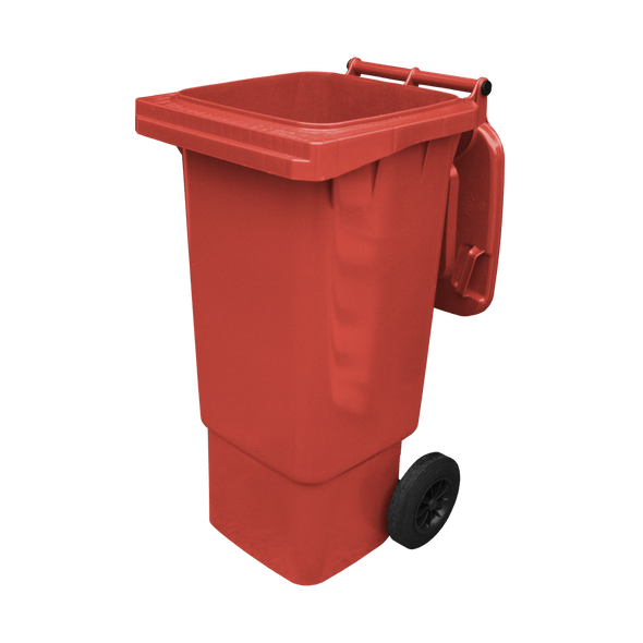 Red Wheelie Bin - 80 Litre Offset Front Lid Open