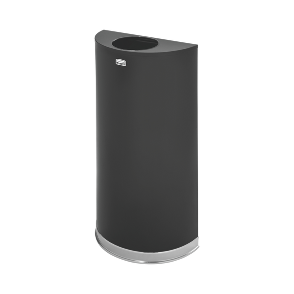 FGSO1220PLBK - Rubbermaid Half-Round Open Top Bin - 45 Ltr - Black/Chrome