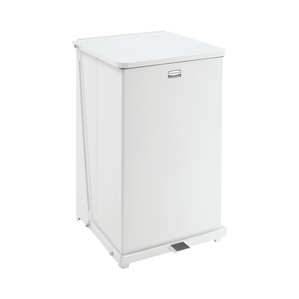 FGST40EPLWH - Rubbermaid Defender Square Pedal Bin with Plastic Liner - 95 Ltr - White