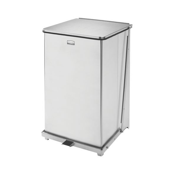 Rubbermaid Defenders Square Pedal Bin with Liner - 95 Ltr - Stainless Steel - FGST40SSPL