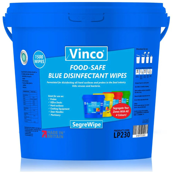 Vinco-SegreWipe Food-Safe Disinfectant Wet Wipe - 1500 Wipes - Blue Bucket - LP230