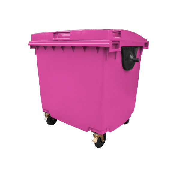Pink Wheelie Bin - 1100 Litre - Offset View Left - WB1100PNK