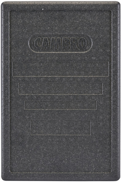 EPP3253LID110 - Overhead photo of lid that shows surface texture and detail, including Cambro branding