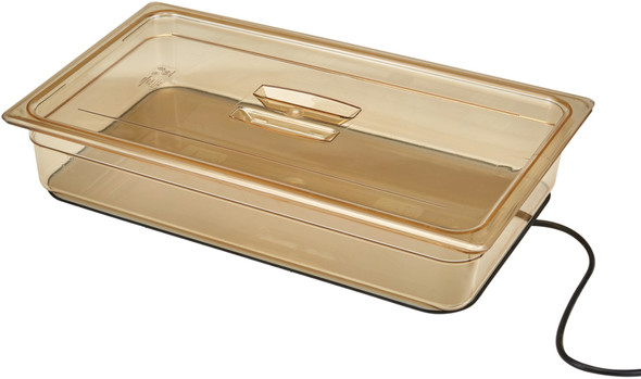 CGH200WUK486 - Cambro GoHeat Warming Tray with amber coloured, full-sized high heat gastronorm pan placed on top