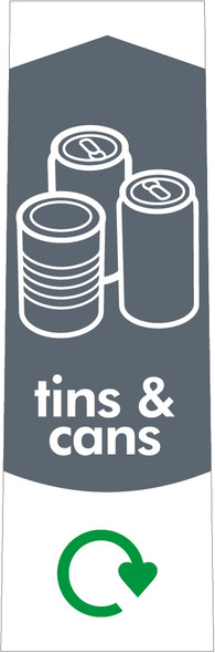 Slim Recycling Bin Sticker - Tins & Cans - PC115TC