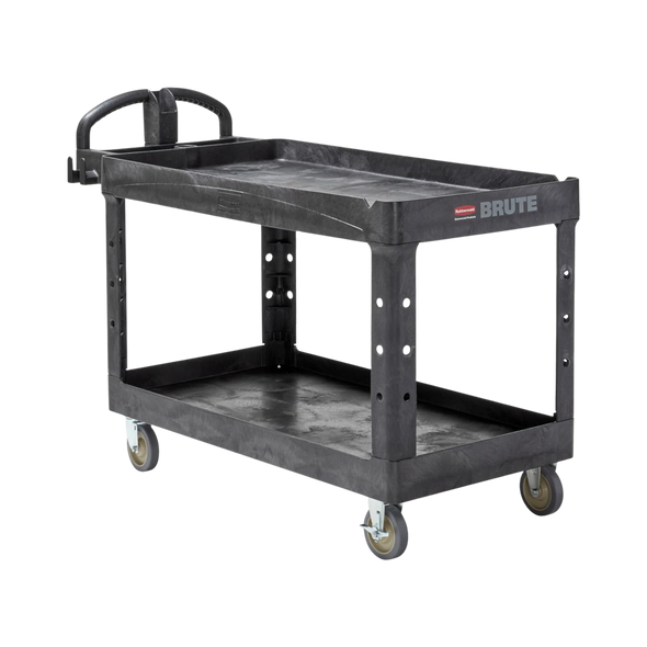 FG454600BLA - Rubbermaid BRUTE Heavy-Duty 2-Shelf Utility Cart - Large - Black