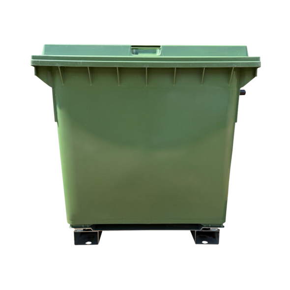 Static Forklift Waste & Recycling Bin - 660 Ltr - Green - Face-On