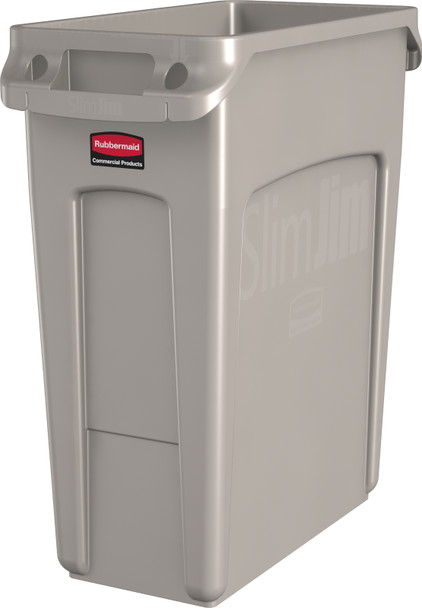 Rubbermaid Slim Jim with Venting Channels - 60 Ltr - Beige - 1971259