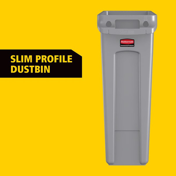 Rubbermaid Slim Jim with Venting Channels - 87 Ltr - Brown