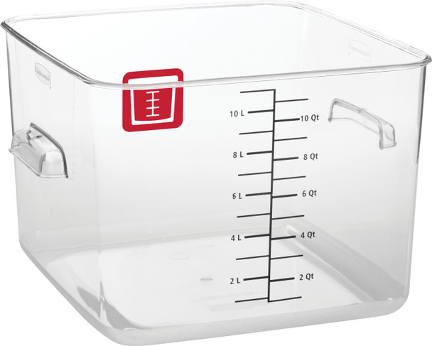 1980995 - Rubbermaid Square Storage Container - 11.4 Ltr - Red - Measuring Markings