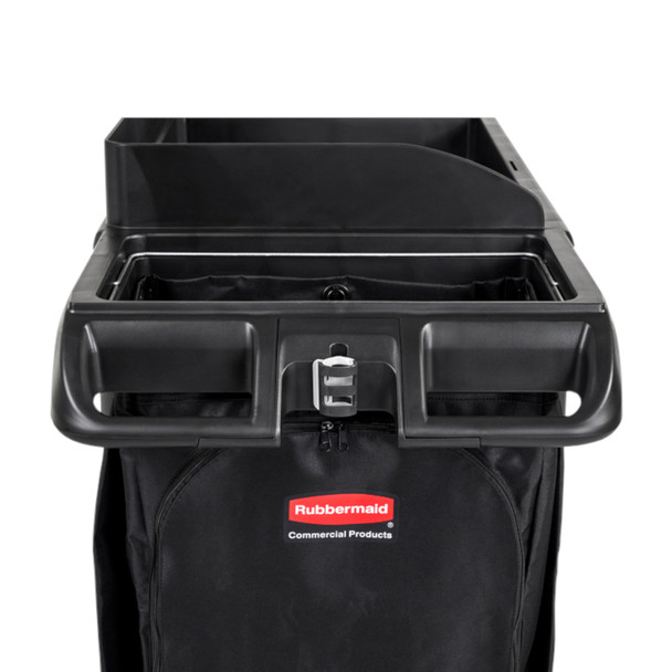 2202530 - Close-Up of Rubbermaid Vinyl Trash Bag Fitted to Housekeeping Cart