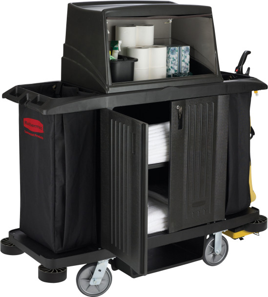 FG618900BLA - Rubbermaid Traditional Housekeeping Cart - Large - With Security Hood