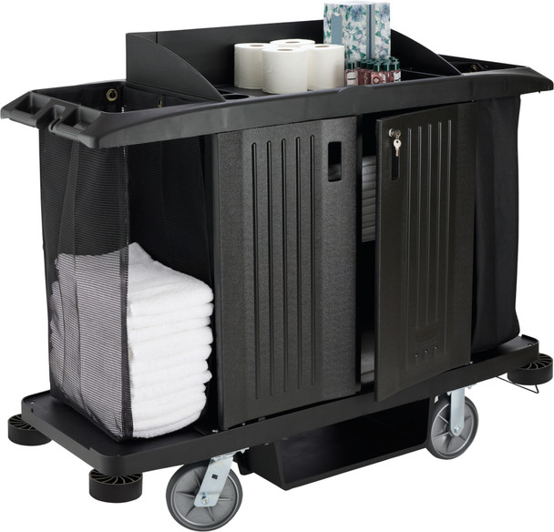 FG618900BLA - Rubbermaid Traditional Housekeeping Cart - Large - With Locking Doors