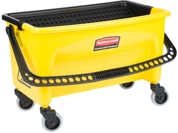 FGQ90088YEL - Rubbermaid HYGEN Microfibre Pad Press Wring Bucket with Wheels - Yellow