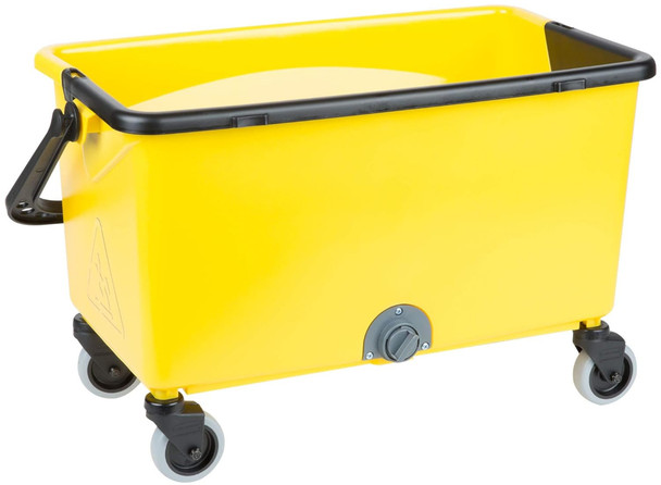 FGQ90088YEL - Rubbermaid HYGEN Microfibre Pad Press Wring Bucket with Wheels - Yellow - Drain