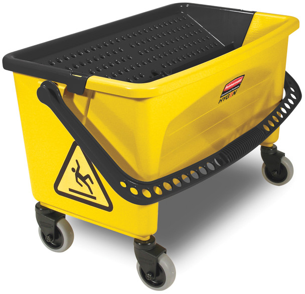 Rubbermaid HYGEN Microfibre Pad Press Wring Bucket with Wheels - Yellow - FGQ90088YEL