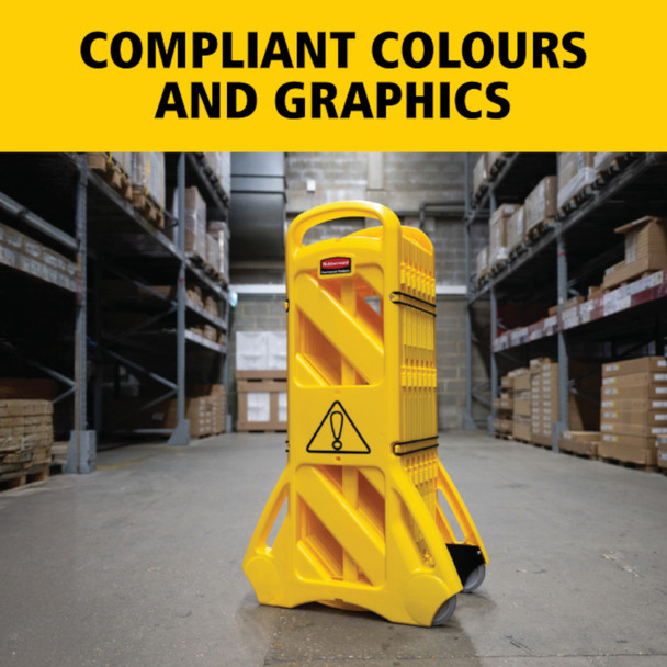 Rubbermaid Mobile Safety Barriers Feature Compliant Colours & Graphics