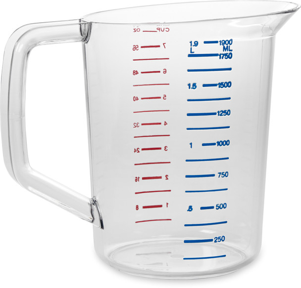 FG321700CLR - Rubbermaid Bouncer Measuring Cup - 1.9 Ltr - Clear - Millilitre Measuring Guide