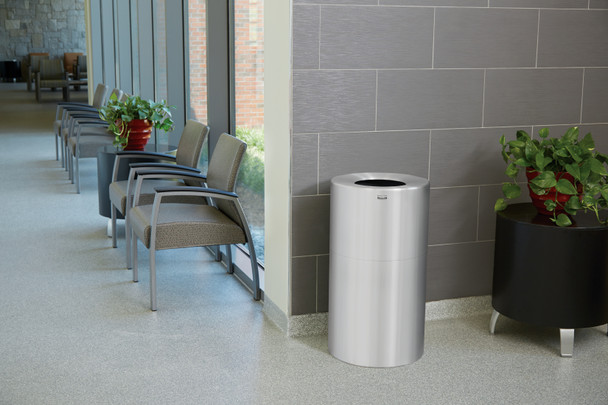 Rubbermaid Atrium Open Top Bin - 132.5 Ltr - Aluminium - In Waiting Room