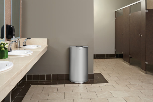 FGSO12SSSPL - Rubbermaid Half-Round Open Top Bin - 45 Ltr - Stainless Steel - In Washroom