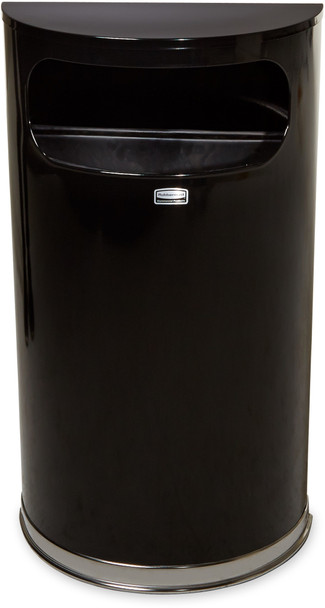 Rubbermaid Half-Round Bin with Flat Top - 34 Ltr - Black/Chrome - FGSO820PLBK