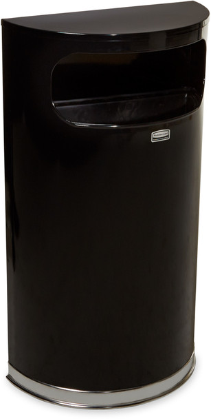 Rubbermaid Half-Round Bin with Flat Top - FGSO820PLBK - 34 Ltr - Black/Chrome