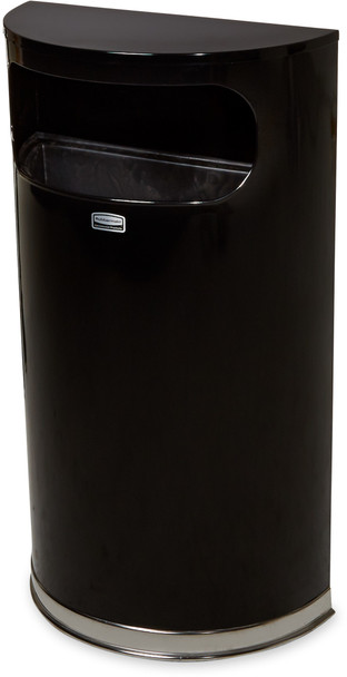 FGSO820PLBK - Rubbermaid Half-Round Bin with Flat Top - 34 Ltr - Black/Chrome