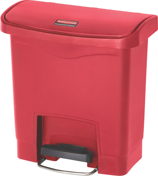 Rubbermaid Slim Jim Front Step Pedal Bin - 15 Ltr - Red - 1883563