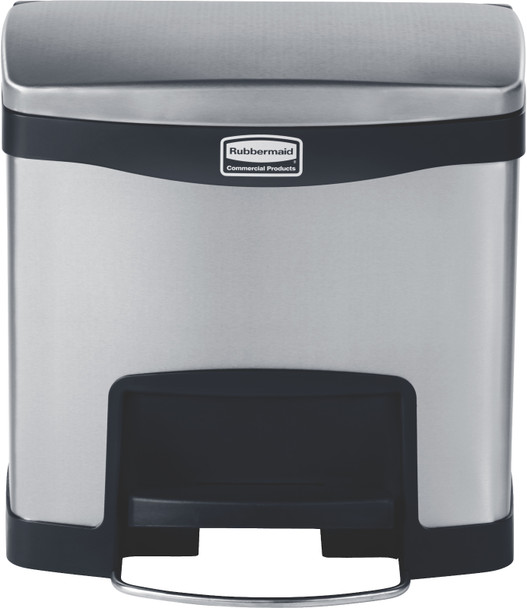 1901982 - Rubbermaid Slim Jim Front Step Pedal Bin - 15 Ltr - Stainless Steel