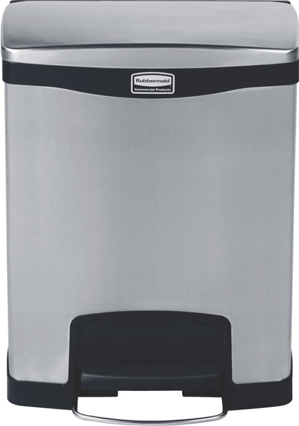 1901985 - Rubbermaid Slim Jim Front Step Pedal Bin - 30 Ltr - Stainless Steel