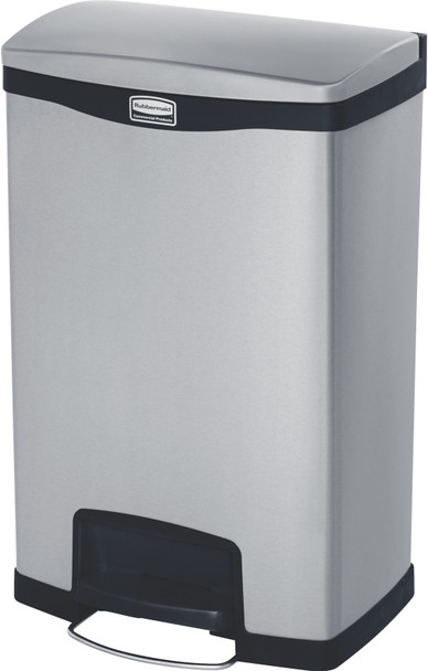 Rubbermaid Slim Jim Front Step Pedal Bin - 50 Ltr - Stainless Steel - 1901992