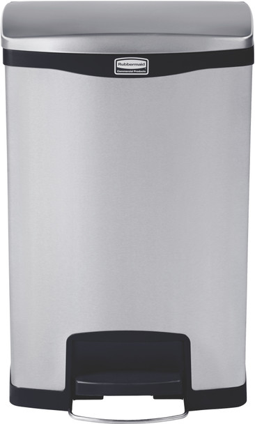 1901992 - Rubbermaid Slim Jim Front Step Pedal Bin - 50 Ltr - Stainless Steel